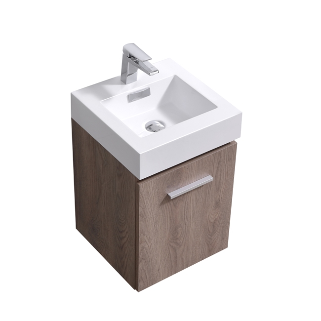 Bliss 16'' Butternut Wall Mounted Modern Bathroom Vanity