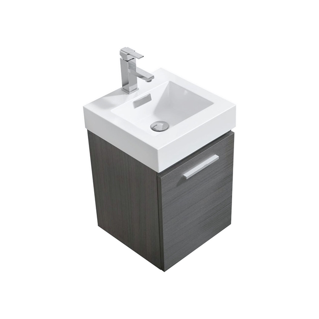 Bliss 16'' Gray Oak Wall Mounted Modern Bathroom Vanity