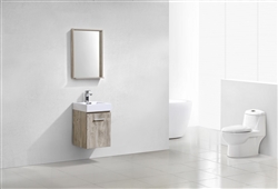 Bliss 16'' Nature Wood Wall Mounted Modern Bathroom Vanity