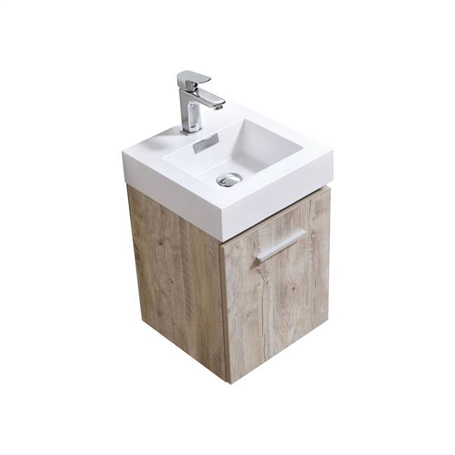 Bliss 16'' Nature Wood Wall Mounted Modern Bathroom Vanity