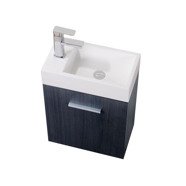 Bliss 18'' Gray Oak Wall Mounted Modern Bathroom Vanity