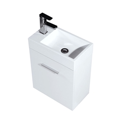 Bliss 18'' Gloss White Wall Mounted Modern Bathroom Vanity