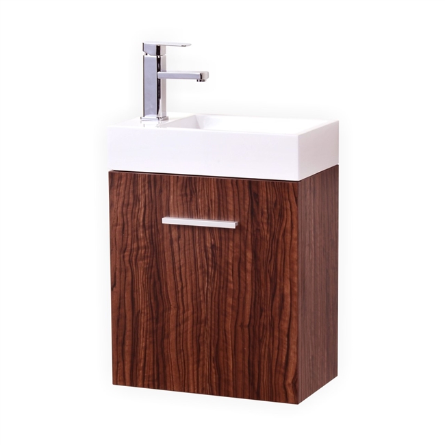 Bliss 18'' Walnut Wall Mounted Modern Bathroom Vanity