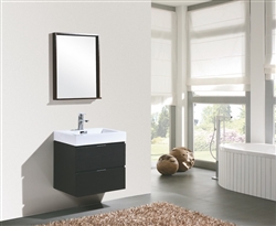 Bliss 24" Black Wall Mount Modern Bathroom Vanity