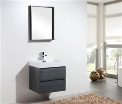 Bliss 24" Gray Oak  Wall Mount Modern Bathroom Vanity