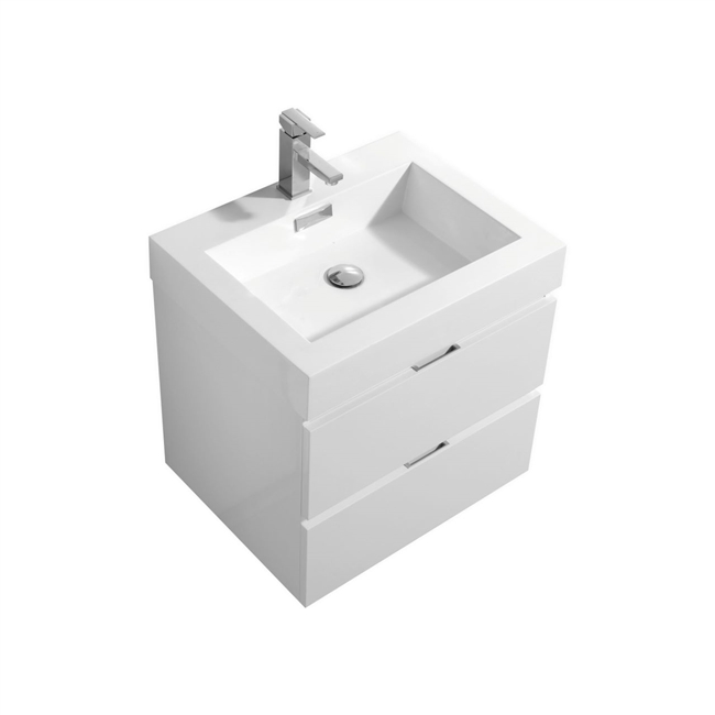 Bliss 24" High Glossy White Modern Bathroom Vanity