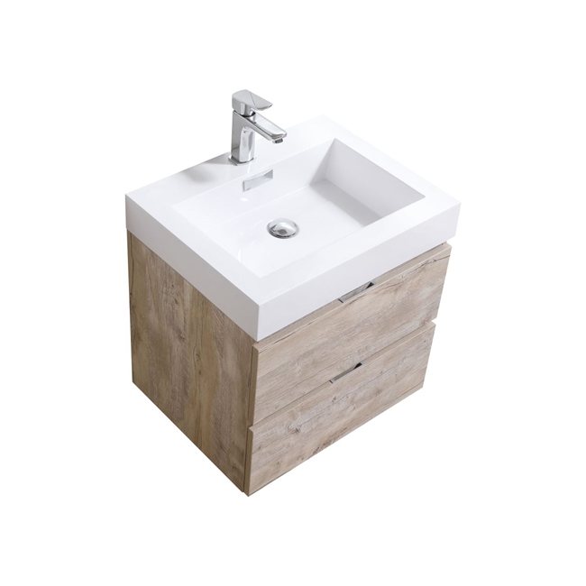 Bliss 24" Nature Wood  Wall Mount Modern Bathroom Vanity