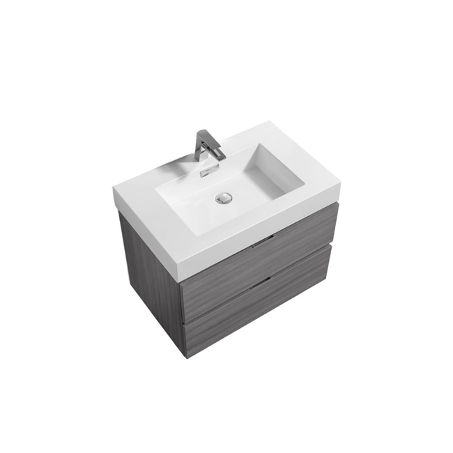 Bliss 24"  Vulcan Ash Grey Wood Modern Bathroom Vanity
