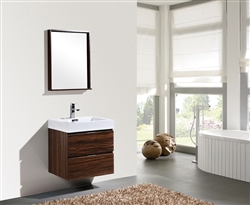 Bliss 24" Walnut  Wall Mount Modern Bathroom Vanity