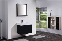 Bliss 30" Black Wall Mount Modern Bathroom Vanity