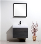 Bliss 30" Gray Oak  Wall Mount Modern Bathroom Vanity