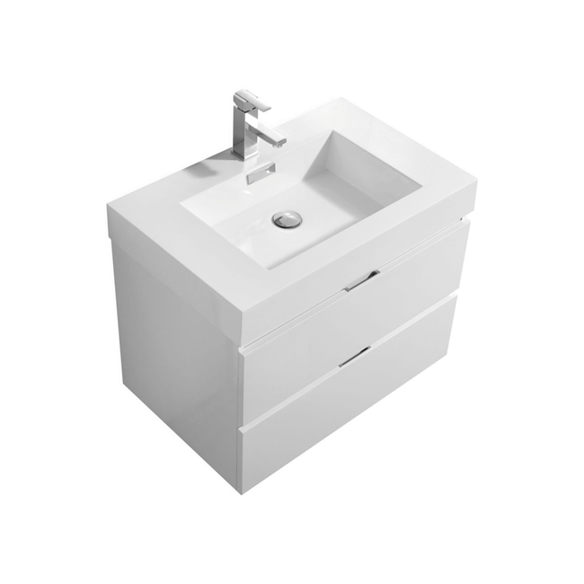 Bliss 30" High Glossy White Modern Bathroom Vanity