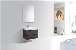 Bliss 30" High Gloss Gray Oak  Wall Mount Modern Bathroom Vanity