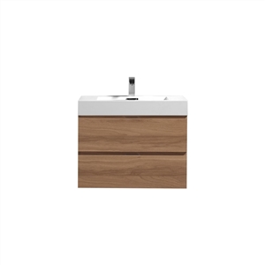 Bliss 30" Honey Oak Wood Wall Mount Modern Bathroom Vanity