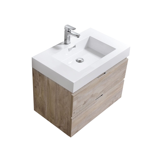 Bliss 30" Nature Wood  Wall Mount Modern Bathroom Vanity