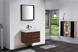 Bliss 30" Walnut  Wall Mount Modern Bathroom Vanity