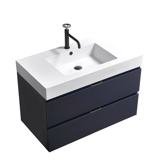 Bliss 36" Gray Oak  Wall Mount Modern Bathroom Vanity