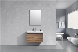 Bliss 36" Danish Teak Wall Mount Modern Bathroom Vanity