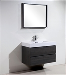 Bliss 36" Gray Oak  Wall Mount Modern Bathroom Vanity
