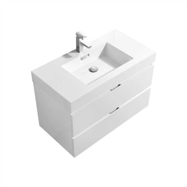 Bliss 36" High Glossy White Modern Bathroom Vanity