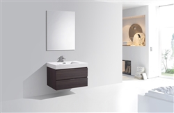 Bliss 36" High Gloss Gray Oak  Wall Mount Modern Bathroom Vanity