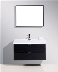 Bliss 40" Black Wall Mount Modern Bathroom Vanity
