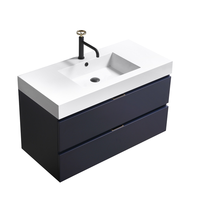Bliss 40" Blue Wall Mount Modern Bathroom Vanity