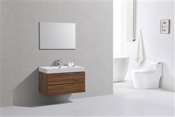 Bliss 40" High Glossy Chestnut Wood Wall Mount Modern Bathroom Vanity