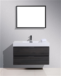 Bliss 40" Gray Oak Wall Mount Modern Bathroom Vanity