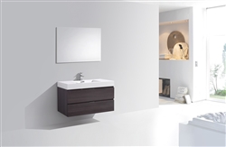Bliss 40"  Gloss Gray Oak Wall Mount Modern Bathroom Vanity