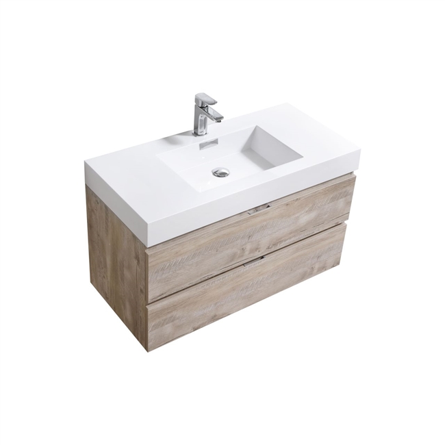 Bliss 40"  Nature Wood Wall Mount Modern Bathroom Vanity