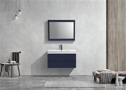 Bliss 40" Blue Wall Mount Modern Bathroom Vanity