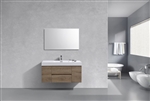 Bliss 48" Butternut Wood Wall Mount  Single Sink Modern Bathroom Vanity