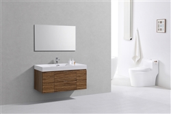Bliss 48" High Glossy Chestnut Wood Wall Mount  Single Sink Modern Bathroom Vanity