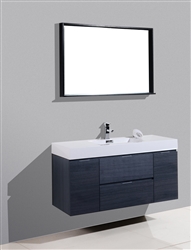 Bliss 48" Gray Oak Wall Mount  Single Sink Modern Bathroom Vanity