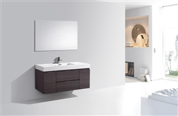 Bliss 48" High Gloss Gray Oak Wall Mount  Single Sink Modern Bathroom Vanity