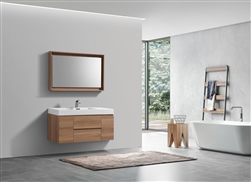Bliss 48" Honey Oak Wall Mount  Single Sink Modern Bathroom Vanity