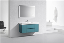 Bliss 48" Teal Green Wall Mount  Singel Sink Modern Bathroom Vanity