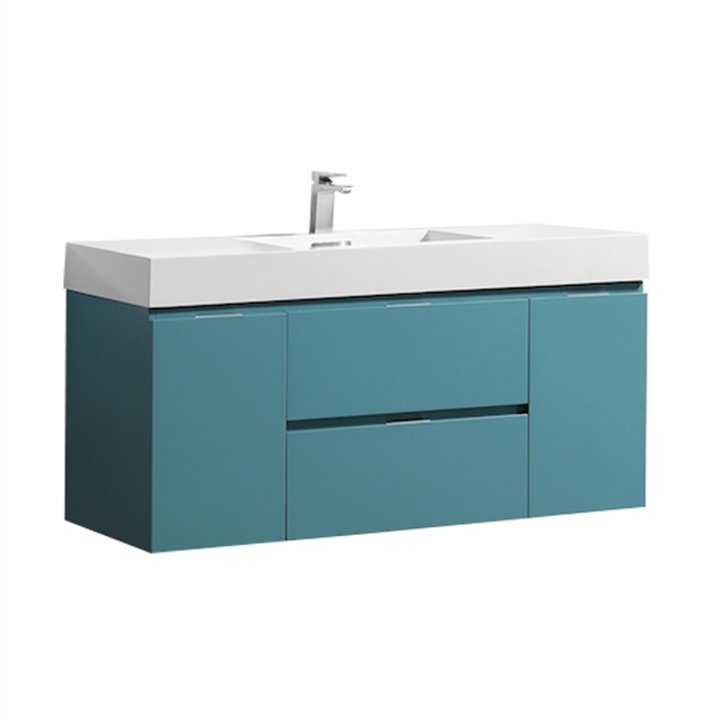 Bliss 48" Teal Green Wall Mount  Singel Sink Modern Bathroom Vanity
