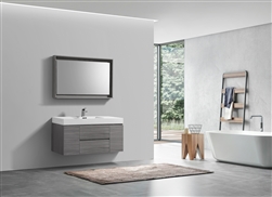 Bliss 48" Vulcan Ash Grey Wall Mount  Single Sink Modern Bathroom Vanity