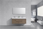 Bliss 60" Butternut Wood Mount  Double Sink Modern Bathroom Vanity