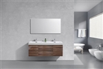 Bliss 60" Danish Teak Mount  Double Sink Modern Bathroom Vanity
