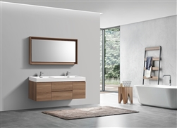 Bliss 60" Honey Oak Mount  Double Sink Modern Bathroom Vanity