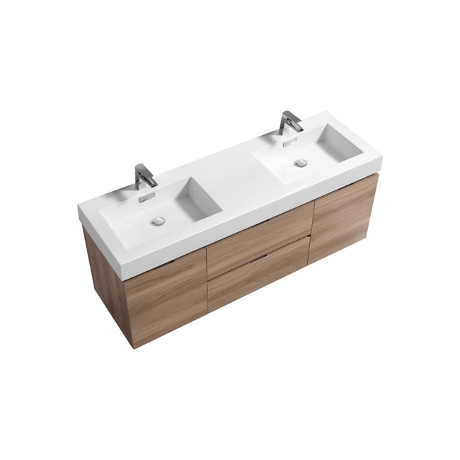 Bliss 60" Honey Oak Mount  Double Sink Modern Bathroom Vanity