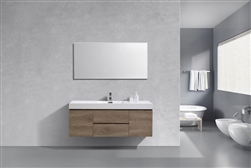 Bliss 60" Butternut Wood Wall Mount  Single Sink Modern Bathroom Vanity