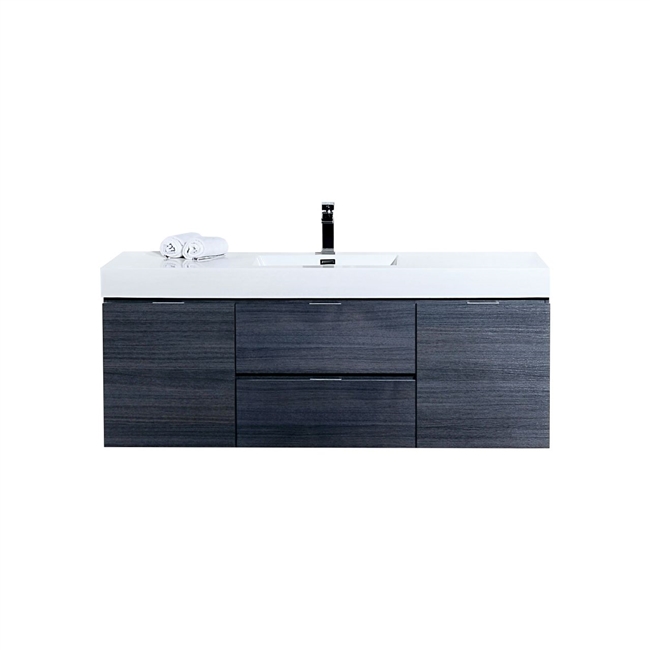 Bliss 60"  Gray Wall Mount  Single Sink Modern Bathroom Vanity