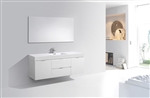 Bliss 60"  Gloss White Wall Mount  Single Sink Modern Bathroom Vanity