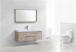 Bliss 60" Nature Wood Wall Mount  Single Sink Modern Bathroom Vanity