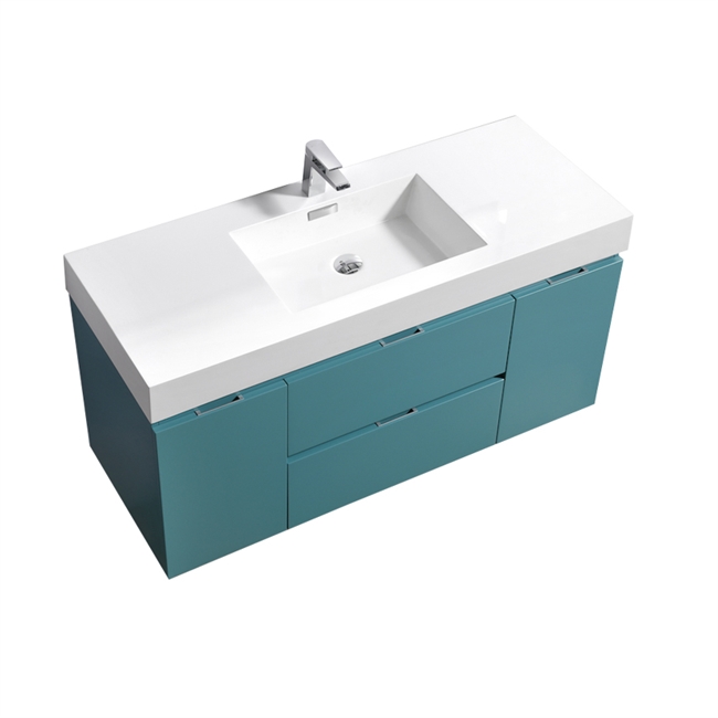 Bliss 60"  Teal Green Wall Mount  Single Sink Modern Bathroom Vanity