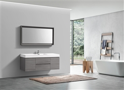 Bliss 60"  Vulcan Ash Grey Wall Mount  Single Sink Modern Bathroom Vanity
